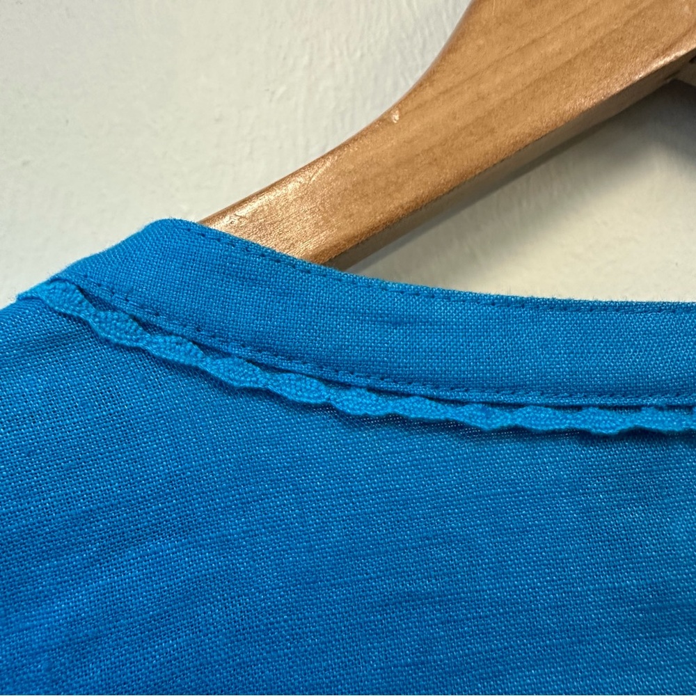 Rafaella 100% Linen Blue Pintuck Front  Button-Down Women's Shirt - Picture 8 of 8